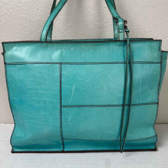 HOBO teal turquoise leather large tote bag purse - Picture 2 of 11
